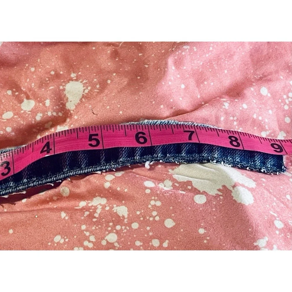 Pet Bandana Distressed Blue Jean Scarf with Lime & Pink Ribbon Flower Accent SzS